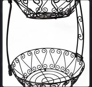 Simple Houseware 2-Tier Countertop Fruit Basket Bowl Storage, Bronze Scroll Work